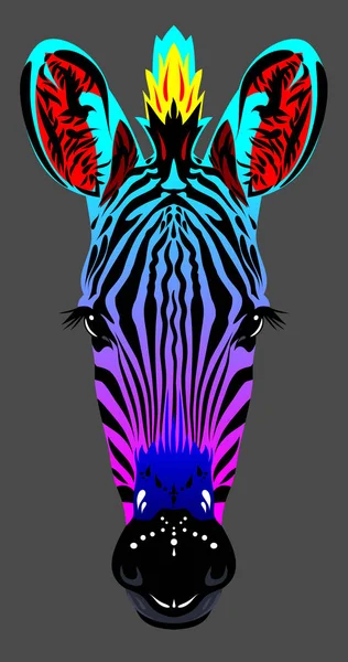 Ungewöhnliches Regenbogenfarbenes Porträt Eines Zebras — Stockvektor
