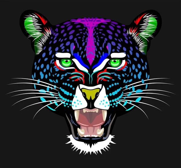 Retrato Inusual Del Arco Iris Leopardo — Vector de stock