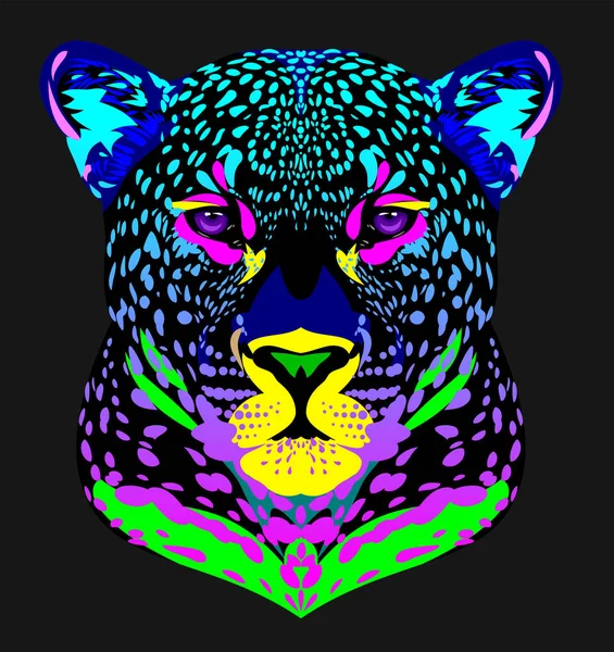 Neobvyklý Duhový Portrét Leopardí — Stockový vektor