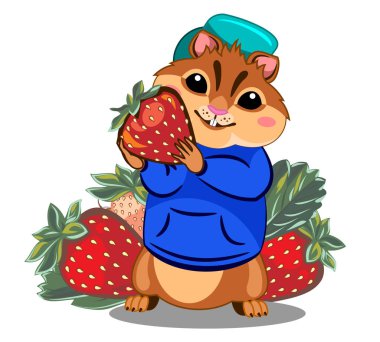 Çilekli tatlı bir hamster portresi..