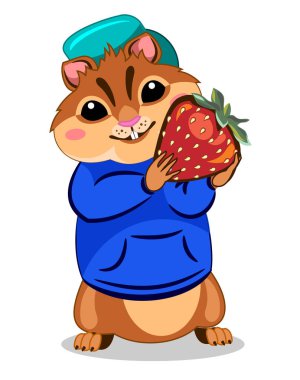 Çilekli tatlı bir hamster portresi..