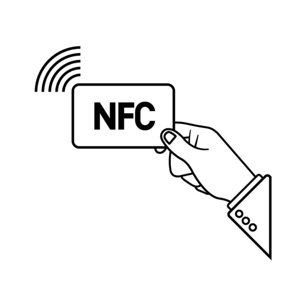 Tarjeta Crédito Mano Nfc Icono Pago Través Tecnología Nfc Sistemas — Archivo Imágenes Vectoriales