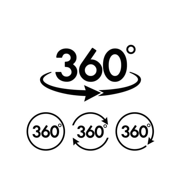 Hoek 360 Graden Teken Pictogram Set Geometrie Wiskundig Symbool Volledige — Stockvector