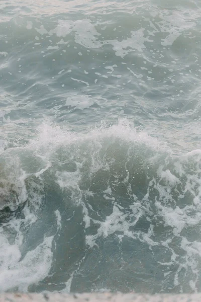 Bakgrunden Blå Vågor Havet Med Havet Skum — Stockfoto