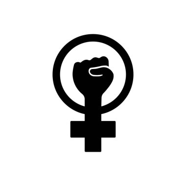 Feminist hareket simgesi ana hatları. İzole edilmiş beyaz arkaplanda vektör. Eps 10