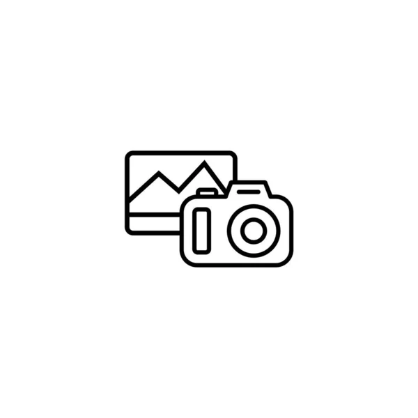 写真カードのアイコンが付いているラインカメラ。隔離された白い背景のベクトル。Eps 10 — ストックベクタ