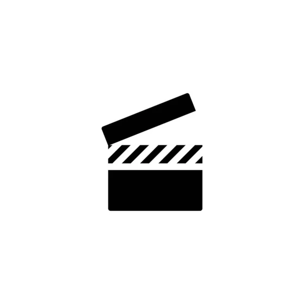 Icono de pizarra de película en negro diseño simple sobre un fondo blanco aislado. EPS 10 vector — Archivo Imágenes Vectoriales