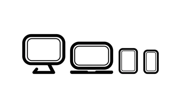 Linha de ícone do dispositivo definida. Laptop, tablet, monitor e modelo de telefone móvel. gadget eletrônico moderno isolado no fundo branco. Vetor EPS 10 — Vetor de Stock