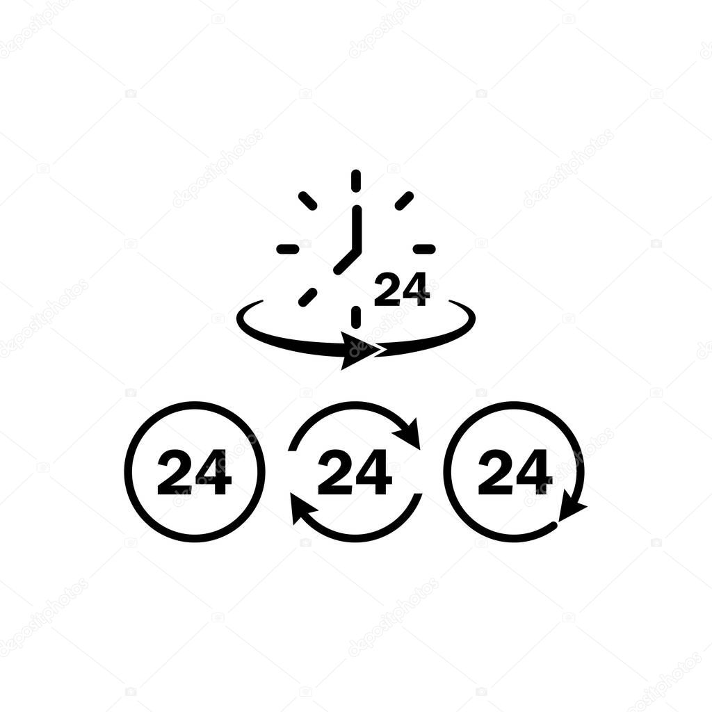 24 hours icons set. Vector on isolated white background. Eps 10