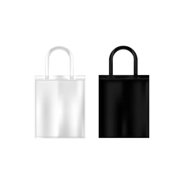 Mockup Bolsa Compras Reutilizable Bolsas Blancas Negras Con Espacio Copia — Vector de stock