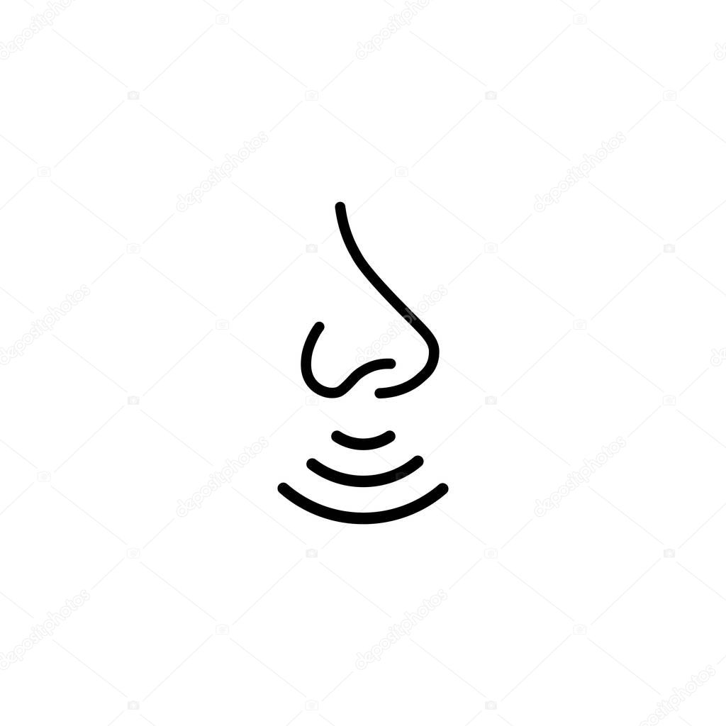 Nose icon line. Smell sense symbol. Vector on isolated white background. Eps 10