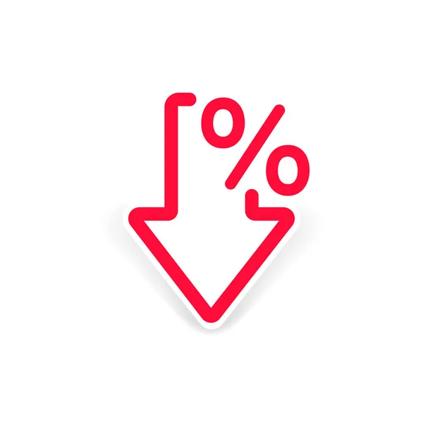 Percent arrow icon. Down arrow. Sale simple symbol. Business concept in flat. Vector on isolated white background. Eps 10. — Stock Vector