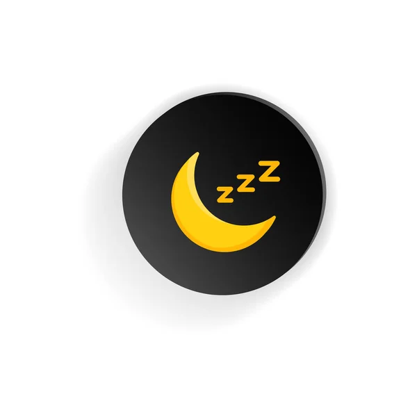 Moon Sleep Button Flat Icon Vector White Background Eps — Stock Vector
