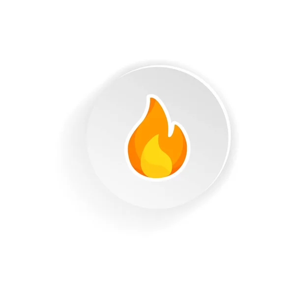 Tűz lángok gomb lapos ikon. Vektor fehér háttérrel. EPS 10 — Stock Vector