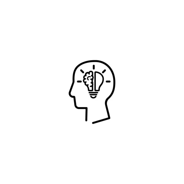 Icône Idées Créatives Moitié Cerveau Ampoule Dans Tête Vecteur Sur — Image vectorielle