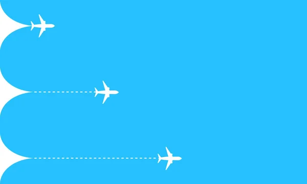 Ícone Trajectória Voo Avião Símbolo Avião Branco Vetor Fundo Azul —  Vetores de Stock
