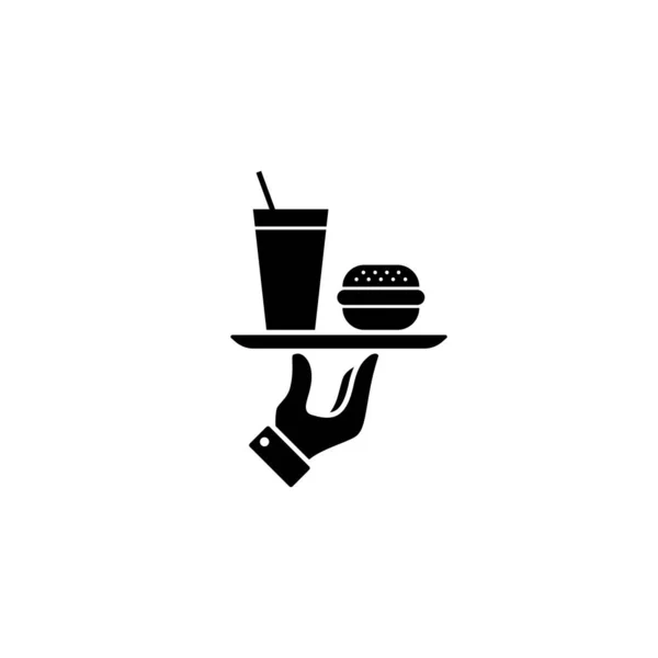 ファーストフードのアイコン バーガー ハンバーガー ソーダの持ち帰り 隔離された白い背景のベクトル Eps — ストックベクタ