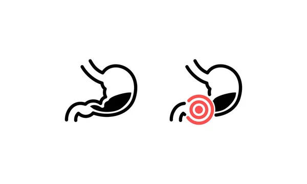 Здоровий Значок Шлунка Символ Хворого Шлунка Знак Болю Шлунку Вектор — стоковий вектор
