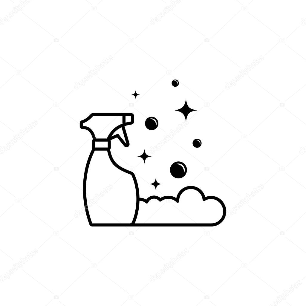 Cleaning line icon. Spray bottle. Antiseptic spray. Disinfectant concept. Vector on isolated white background. EPS 10.
