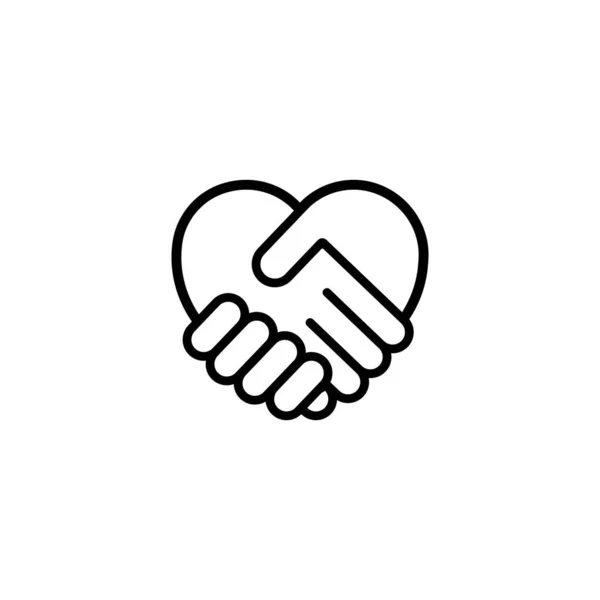 Ikona Tvaru Srdce Potřesení Rukou Den Přátelství Symbolů Lásko Vektor — Stockový vektor