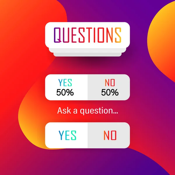 Hikayeler, sorular, cevap etiketleri... Web tuşu evet ya da hayır. Blog yazıyorum. Sosyal medya instagram konsepti. EPS 10.