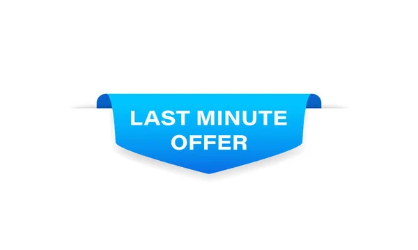 Last Minute Offerta Badge Nastro Blu Banner Icona Dell Etichetta — Vettoriale Stock