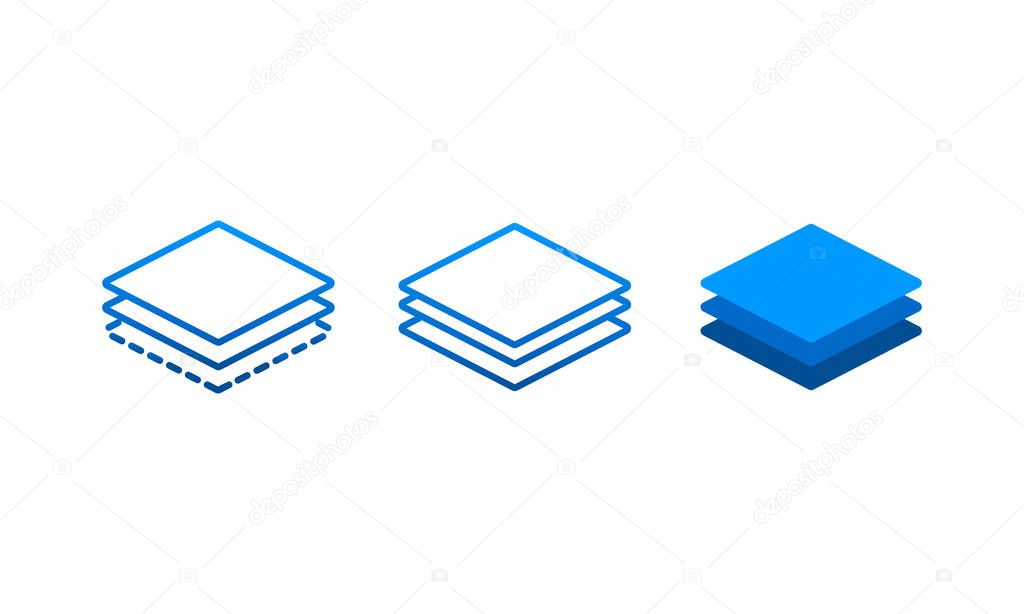 Three levels layers icon. Vector on isolated background. EPS 10.