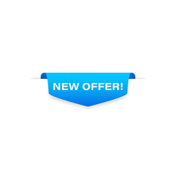 Nuova Offerta Distintivo Nastro Blu Banner Etichetta Etichetta Segnalibro Superiore — Vettoriale Stock