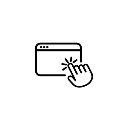 Simgeye tıklayın. İşaretçi tarayıcı penceresine tıklıyor. İzole edilmiş beyaz arkaplanda vektör. EPS 10.