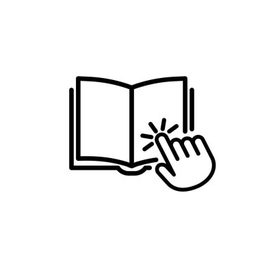 Uzak çevrimiçi kurslar. İmleci olan kullanıcı el kitabı. İnternet eğitimi. E-öğrenme kaynakları. İzole edilmiş beyaz arkaplanda vektör. EPS 10.