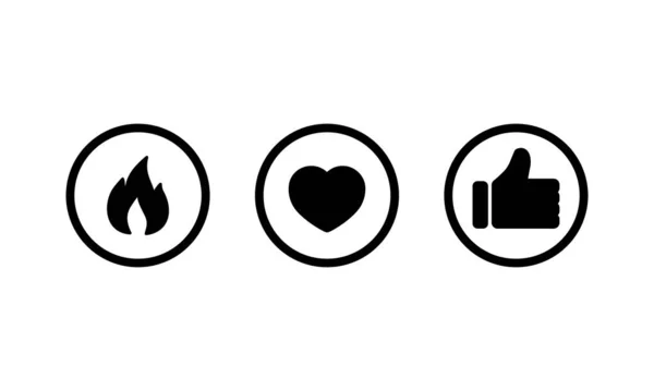 Feuer Herz Und Wie Zeichen Kreis Symbol Social Media Konzept — Stockvektor