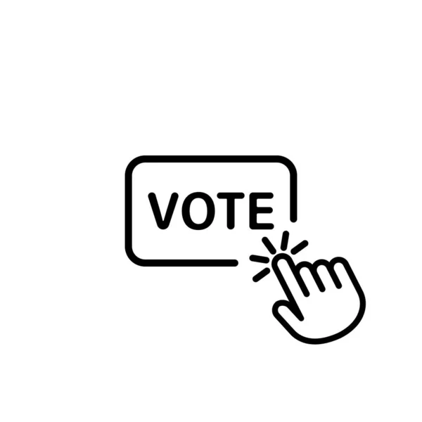 Cliquer Main Sur Icône Ligne Vote Vecteur Sur Fond Blanc — Image vectorielle
