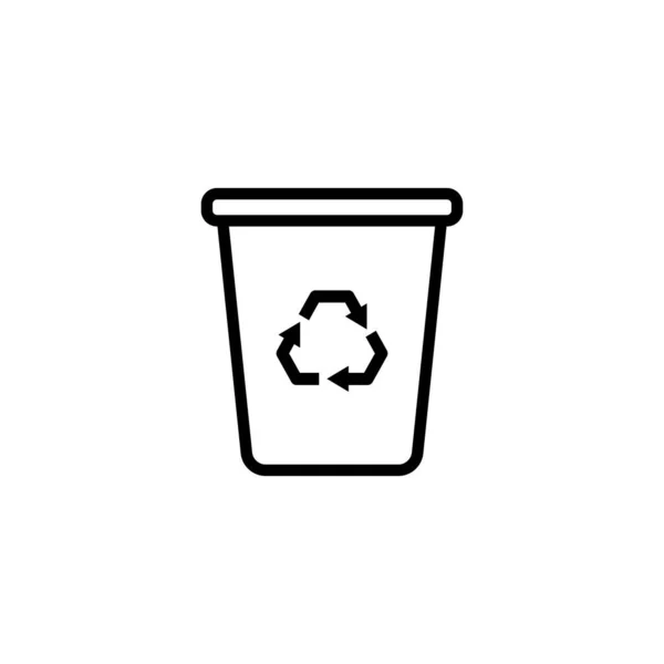 Ecology Trash Can Line Icon Waste Processing Vector Isolated White — Stock Vector