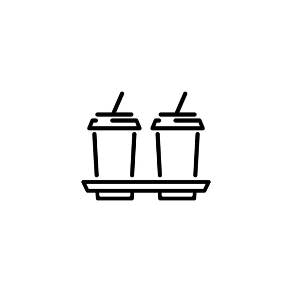 2杯のドリンクアイコン コーラ オレンジジュース コーヒー 隔離された白い背景のベクトル Eps — ストックベクタ