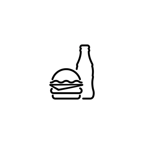 Sandwich Hamburger Cheeseburger Coca Cola Line Icon Vector Isolated White — Stock Vector