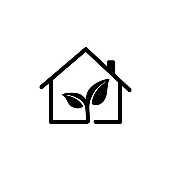 Ikon Rumah Eco Konsep Ekologi Vektor Pada Latar Belakang Putih - Stok Vektor
