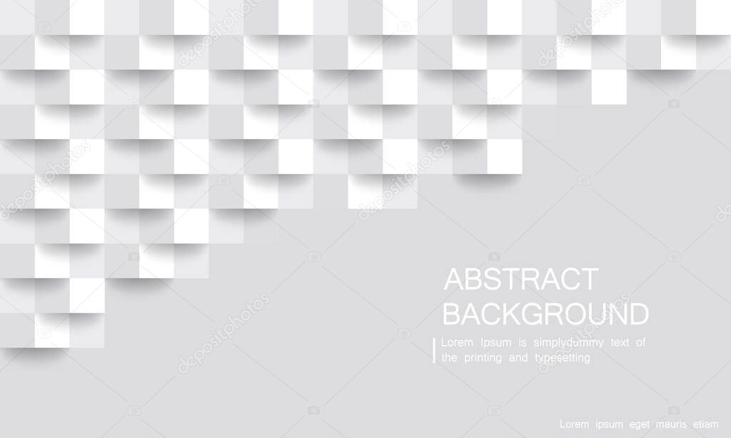 White geometric texture. Background 3d paper art style. Can be used in cover design, poster, flyer, website backgrounds for advertising. Vector EPS 10.