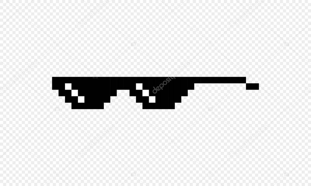 Thug life glasses icon. Pixel goggles. Vector on isolated white background. EPS 10