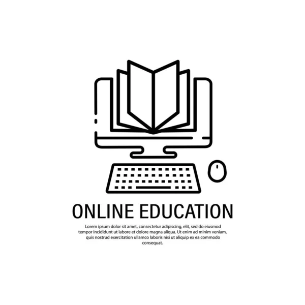 Remote Education. Lesen von Büchern im Internet, E-Lesen, Internetbibliothek, Online-Buchladen. Vektor auf isoliertem weißem Hintergrund. EPS 10 — Stockvektor