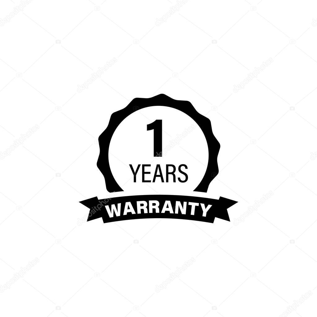 1 year warranty icon. One button label logo sticker. Vector on isolated white background. EPS 10