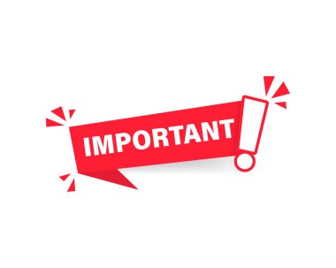 İş tabelasında ünlem işareti olan pazarlama için dikkat mesajı pankartı için önemli bir uyarı simgesi. Dikkat bilgi uyarı işareti. Kırmızı ünlem işaretli önemli duyuru etiketi.