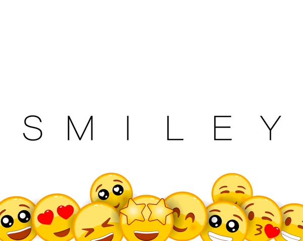 Diseño Fondo Sonriente Con Emoticonos Amarillos Expresiones Faciales Divertidas Felices — Archivo Imágenes Vectoriales