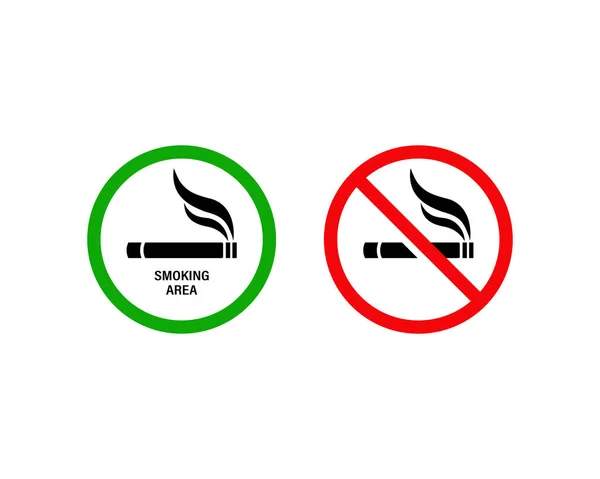 Raucher Und Raucherbereich Verboten Raucherzone Für Zigaretten Rauchen Erlaubt Vektor — Stockvektor