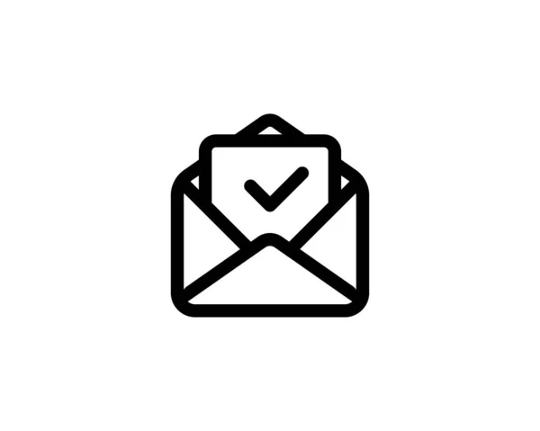 Buchstabe Genehmigte Linie Symbol Umschlag Mit Papierbogen Mit Häkchen Umschlag — Stockvektor