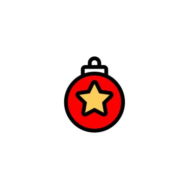 Noel ağacı topu. Yeni yıl süslemeleri. İzole edilmiş beyaz arkaplanda vektör. EPS 10.