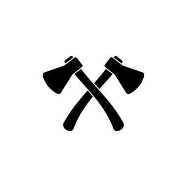 Oduncu baltası simgeyle kesişti. İzole edilmiş beyaz arkaplanda vektör. EPS 10.