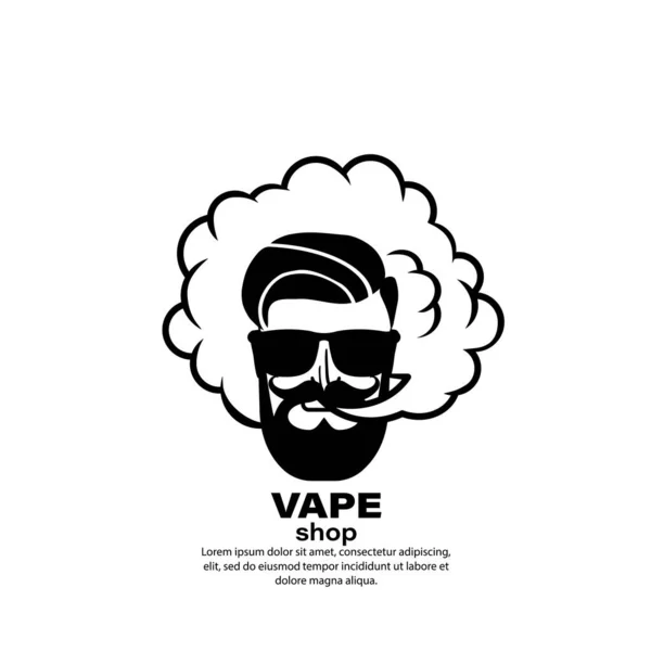 Vape Shop Etikett Männer Rauchen Vektor Auf Isoliertem Weißem Hintergrund — Stockvektor