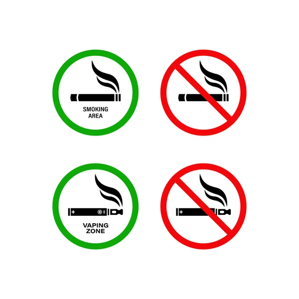 Raucherbereich Und Nichtraucheretikett Vektor Auf Isoliertem Weißem Hintergrund Eps — Stockvektor
