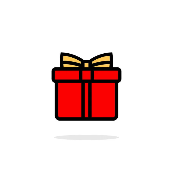 Presentförpackning Platt Ikon Jul Nyår Eller Födelsedagspresent Vektor Isolerad Vit — Stock vektor
