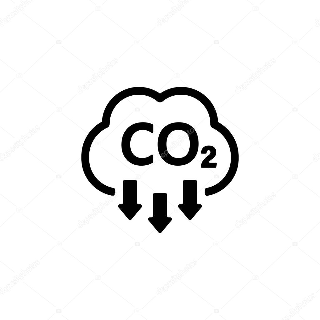 CO2 icon. Carbon dioxide emissions reduction sign. Vector on isolated white background. EPS 10.